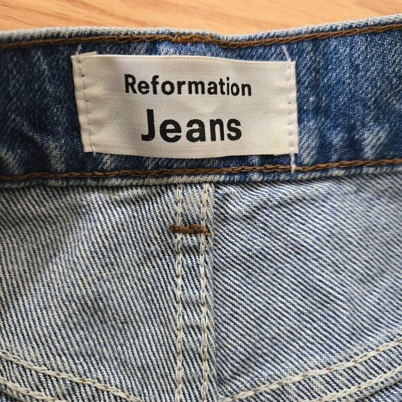 Reformation Womens Dixie High-Rise Denim Shorts 25 Distressed Raw Hem Button Fly - Picture 7 of 12